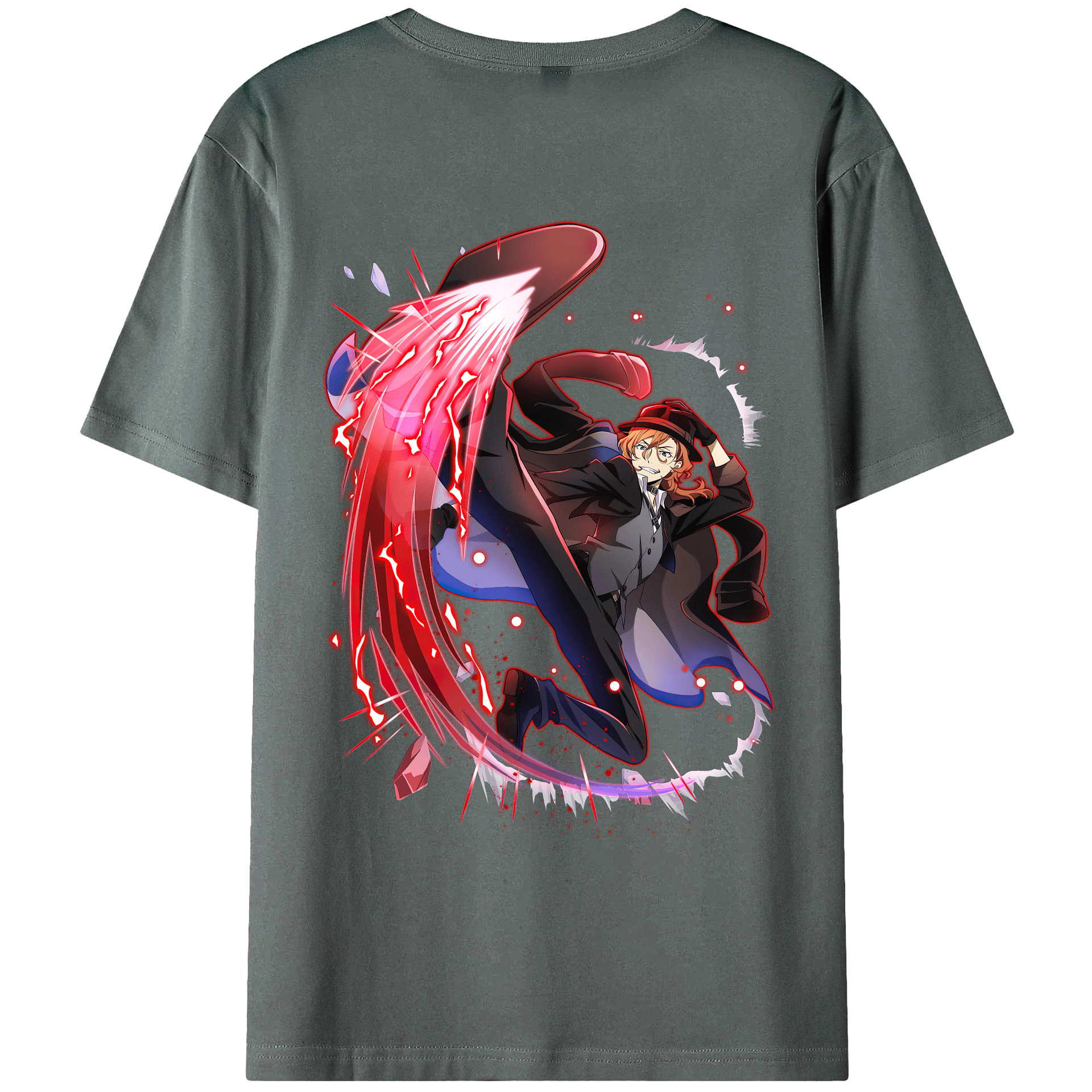 （画像用） 文豪ストレイドッグス Bungo Stray Dogs 綿100％ メンズ半袖Tシャツ（バックプリント） 通気性